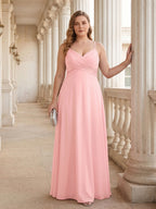 Coquette Petal Chiffon A-Line Sweetheart Backless Ankle-Length Plus Size Bridesmaid Dress - Curvevia