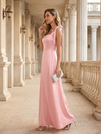 Coquette Petal Satin A-Line Square Neck Back Zip Ankle-Length Bridesmaid Dress - Curvevia