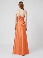 Crisp Orange Satin A-Line Sweetheart Backless Floor-Length Bridesmaid Dress with Pockets - Curvevia