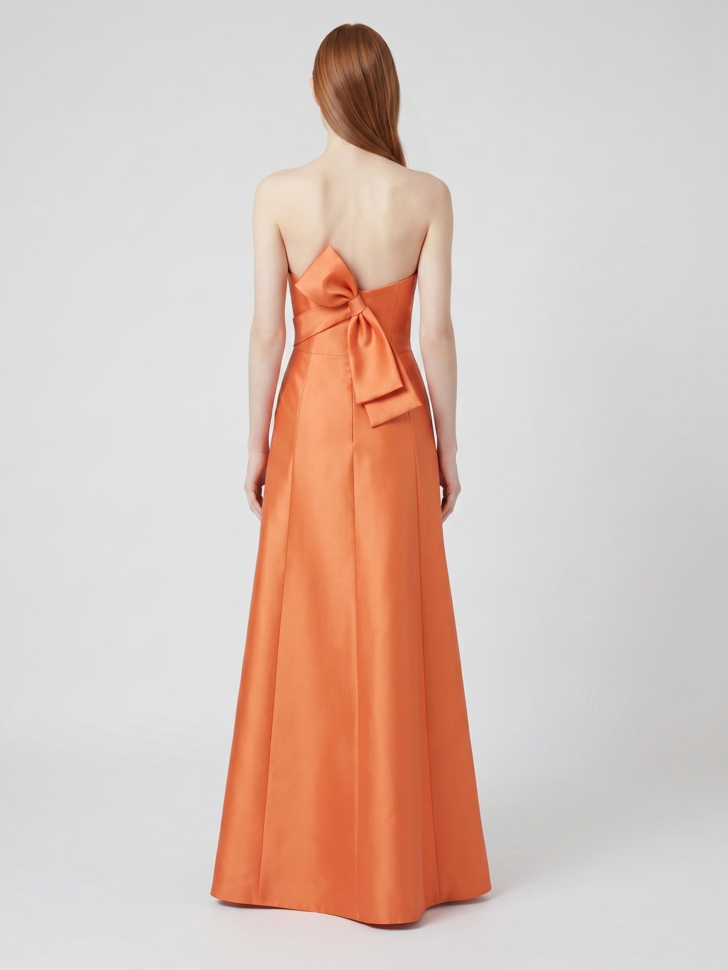 Crisp Orange Satin A-Line Sweetheart Backless Floor-Length Bridesmaid Dress with Pockets - Curvevia