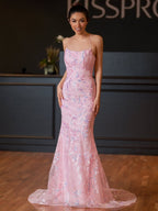 Mermaid Scoop Lace Long Evening Dress - Curvevia