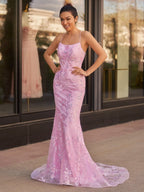 Mermaid Scoop Lace Long Evening Dress - Curvevia