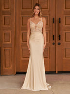 Mermaid Spaghetti Straps Satin Prom Dress - Curvevia