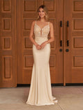Mermaid Spaghetti Straps Satin Prom Dress - Curvevia