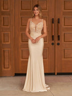 Mermaid Spaghetti Straps Satin Prom Dress - Curvevia