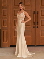 Mermaid Spaghetti Straps Satin Prom Dress - Curvevia