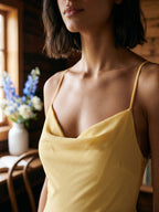 Daffodil Chiffon A-Line Cowl Neck Criss-Cross Straps Floor-Length Formal Dress with Pleating - Curvevia