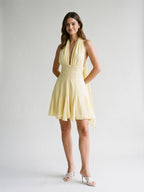 Daffodil Chiffon A-Line Halter Neckline Backless Short Homecoming Dress with Pleating - Curvevia