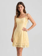 Daffodil Lace A-Line Sweetheart Short Dress - Curvevia