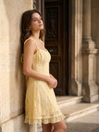 Daffodil Lace A-Line Sweetheart Short Dress - Curvevia