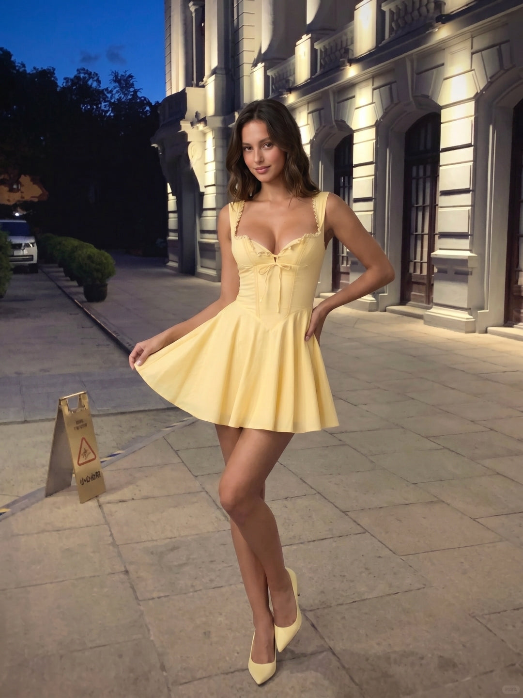 Daffodil Satin A-Line Sweetheart Criss-Cross Straps Short Homecoming Dress with Pleating - Curvevia