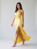 Daffodil Satin Sheath Sweetheart Back Zip Floor-Length Birthday Dress - Curvevia