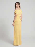 Daffodil Stretch Knit Column One Shoulder Floor-Length Bridesmaid Dress - Curvevia