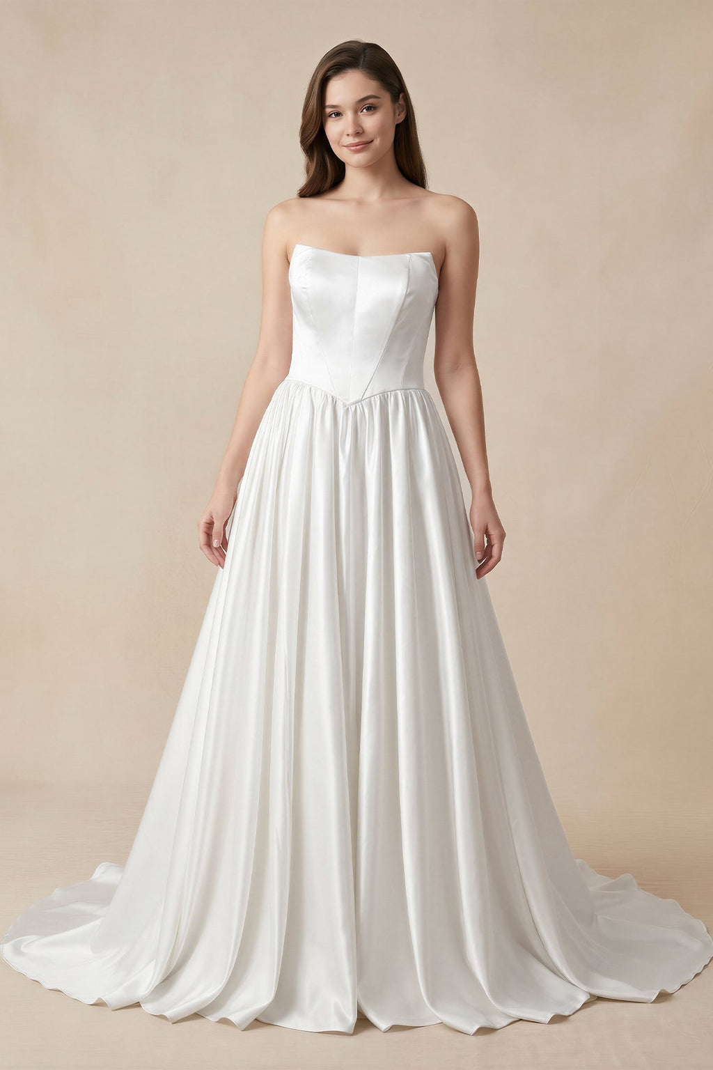 Ball Gown Strapless Satin Wedding Dresses - Curvevia