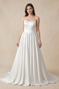 Ball Gown Strapless Satin Wedding Dresses - Curvevia