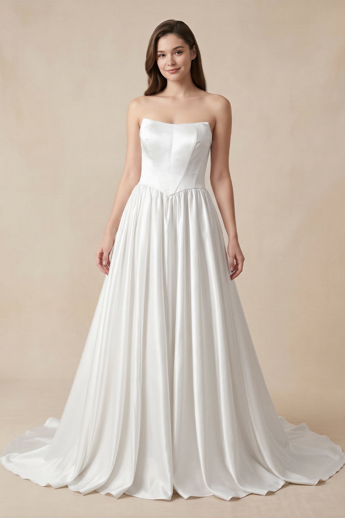 Ball Gown Strapless Satin Wedding Dresses - Curvevia