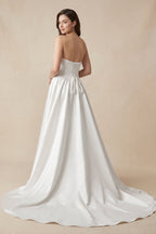 Ball Gown Strapless Satin Wedding Dresses - Curvevia
