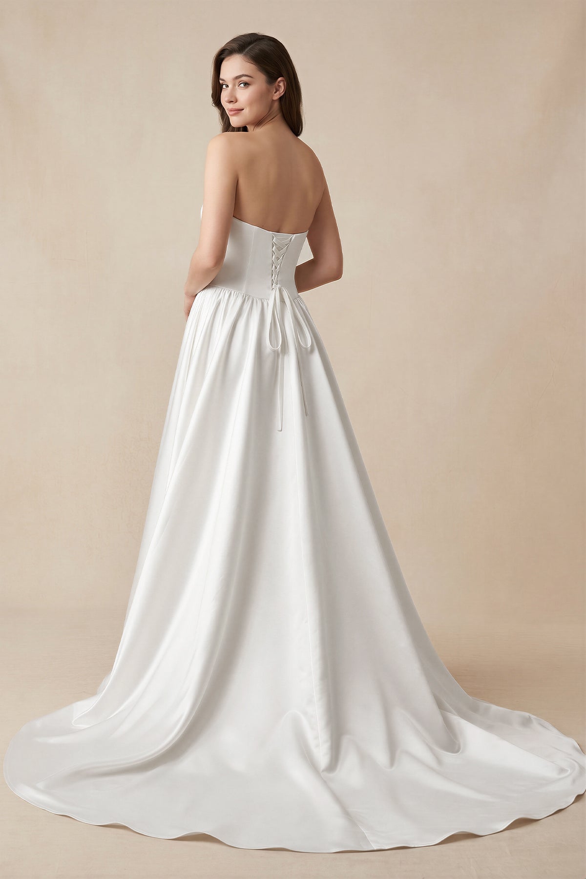 Ball Gown Strapless Satin Wedding Dresses - Curvevia