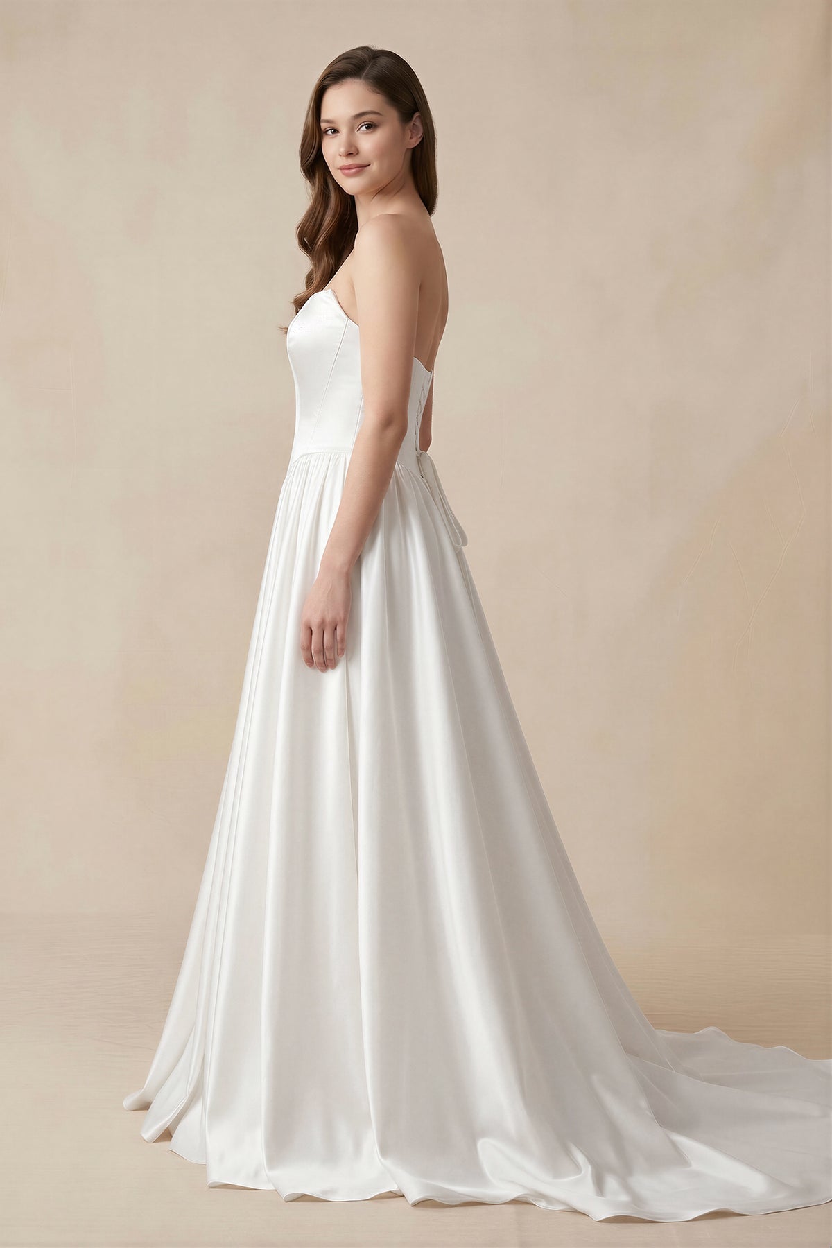 Ball Gown Strapless Satin Wedding Dresses - Curvevia