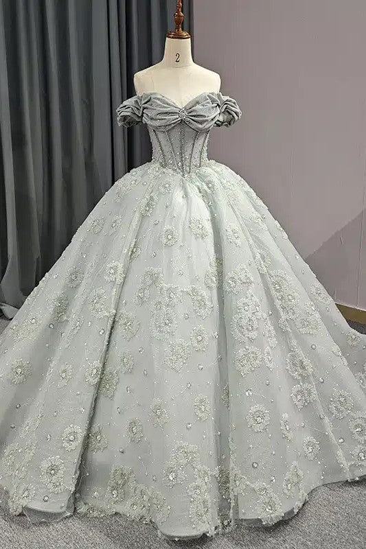 Quinceanera Dress Elegant Grey Quinceanera Dresses Sweetheart Sleeveless Ball Gown Party Dresses - Curvevia