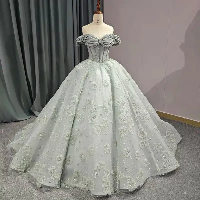 Quinceanera Dress Elegant Grey Quinceanera Dresses Sweetheart Sleeveless Ball Gown Party Dresses - Curvevia