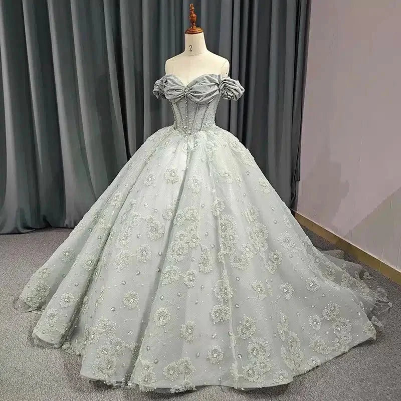 Quinceanera Dress Elegant Grey Quinceanera Dresses Sweetheart Sleeveless Ball Gown Party Dresses - Curvevia