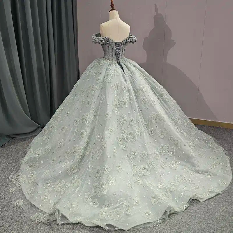 Quinceanera Dress Elegant Grey Quinceanera Dresses Sweetheart Sleeveless Ball Gown Party Dresses - Curvevia