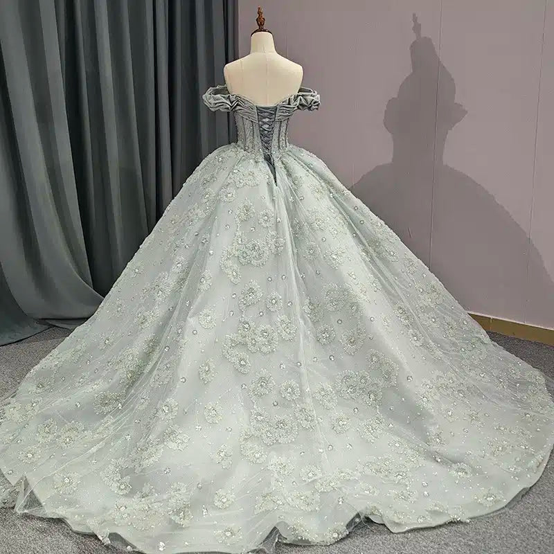 Quinceanera Dress Elegant Grey Quinceanera Dresses Sweetheart Sleeveless Ball Gown Party Dresses - Curvevia