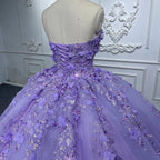 Quinceanera Dress Party Princess Pearls Strapless Evening Gown Appliques - Curvevia