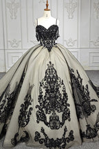 Soraya |  Spaghetti Straps Embroidery Lace Quinceanera Dresses - Curvevia