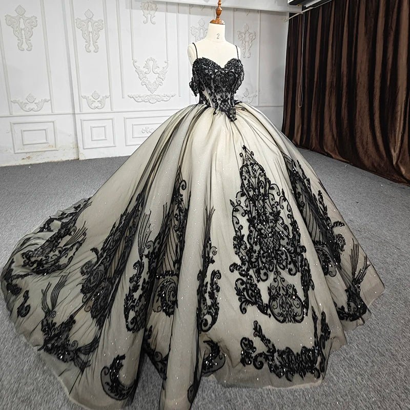 Soraya |  Spaghetti Straps Embroidery Lace Quinceanera Dresses - Curvevia