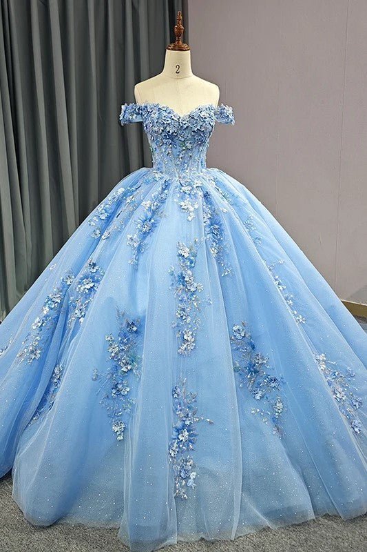 Quinceanera Dress Elegant Sweetheart Off-the-shoulder Appliques Ball Gown - Curvevia