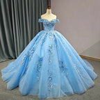 Quinceanera Dress Elegant Sweetheart Off-the-shoulder Appliques Ball Gown - Curvevia