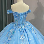 Quinceanera Dress Elegant Sweetheart Off-the-shoulder Appliques Ball Gown - Curvevia