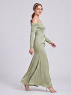 Elegant Dusty Sage Satin Sheath Straight Neck Backless Ankle-Length Bridesmaid Dress - Curvevia