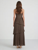 Espresso Chiffon A-Line Sweetheart Backless Ankle-Length Pleated Bridesmaid Dress - Curvevia