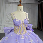 Spaghetti Straps Quinceanera Dresses Ball Gown with Butterfly Appliques and Bowknot - Curvevia