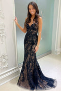 Sweetheart Black Lace Appliques Mermaid Evening Dress - Curvevia