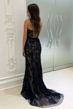Sweetheart Black Lace Appliques Mermaid Evening Dress - Curvevia