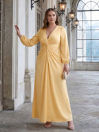 Fluid Butter Matte Satin A-Line Square Neck Backless Ankle-Length Plus Size Bridesmaid Dress - Curvevia