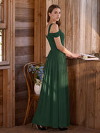 Forest Green Chiffon A-Line Sweetheart Backless Floor-Length Bridesmaid Dress - Curvevia
