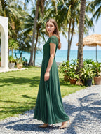Forest Green Lace A-Line Scoop Neck Back Zip Floor-Length Bridesmaid Dress with Pockets - Curvevia