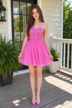 Barbie Style A Line Fuchsia Short Homecoming Dress - Curvevia