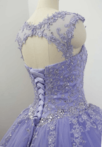 Lavender Ball Gown Quinceanera Dresses Lace Appliqued Dress - Curvevia
