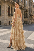 Sweetheart Light Blue Lace Appliques Ruffle Long Formal Gown - Curvevia