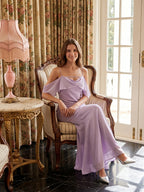 Graceful Lavender Chiffon mermaid Straight Neck Backless Ankle-Length Bridesmaid Dress - Curvevia