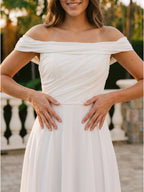 Ivory Chiffon A-Line One Shoulder Back Zip Floor-Length Bridesmaid Dress - Curvevia