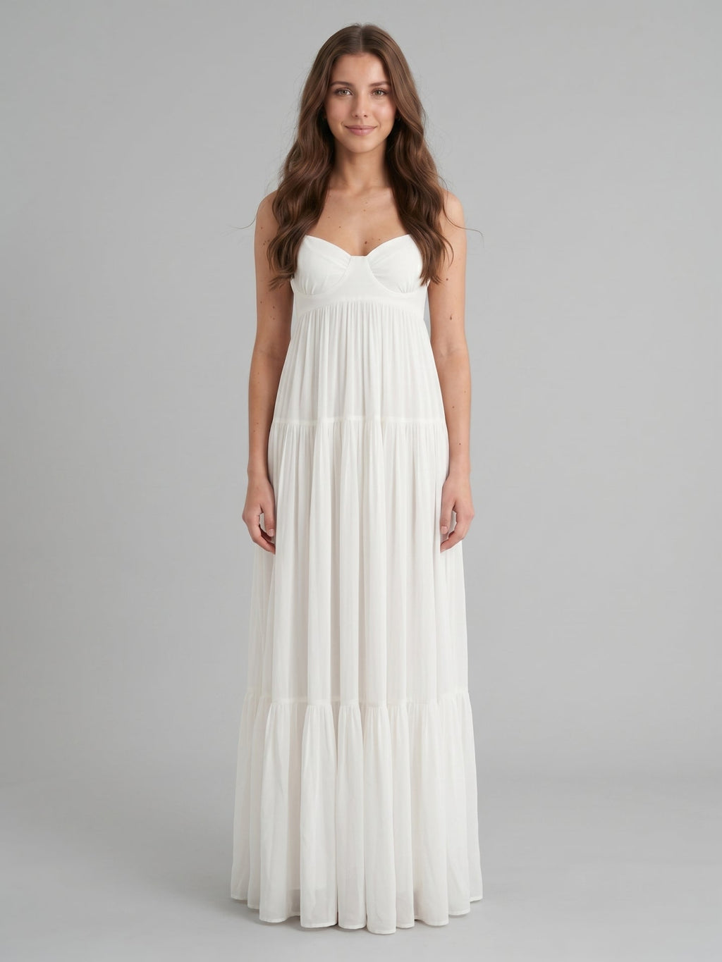 Ivory Chiffon A-Line Square Neck Backless Floor-Length Bridesmaid Dress - Curvevia