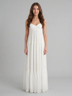 Ivory Chiffon A-Line Square Neck Backless Floor-Length Bridesmaid Dress - Curvevia