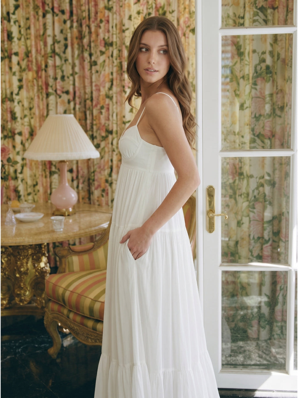 Ivory Chiffon A-Line Square Neck Backless Floor-Length Bridesmaid Dress - Curvevia